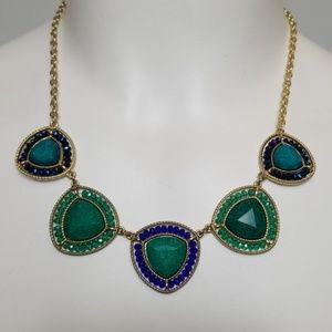 Turquoise & Teal Glass & Beaded Fashion Necklace